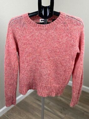 Pacas Women’s S Baby Alpaca Merino Wool Pink Crewneck Pullover Sweater